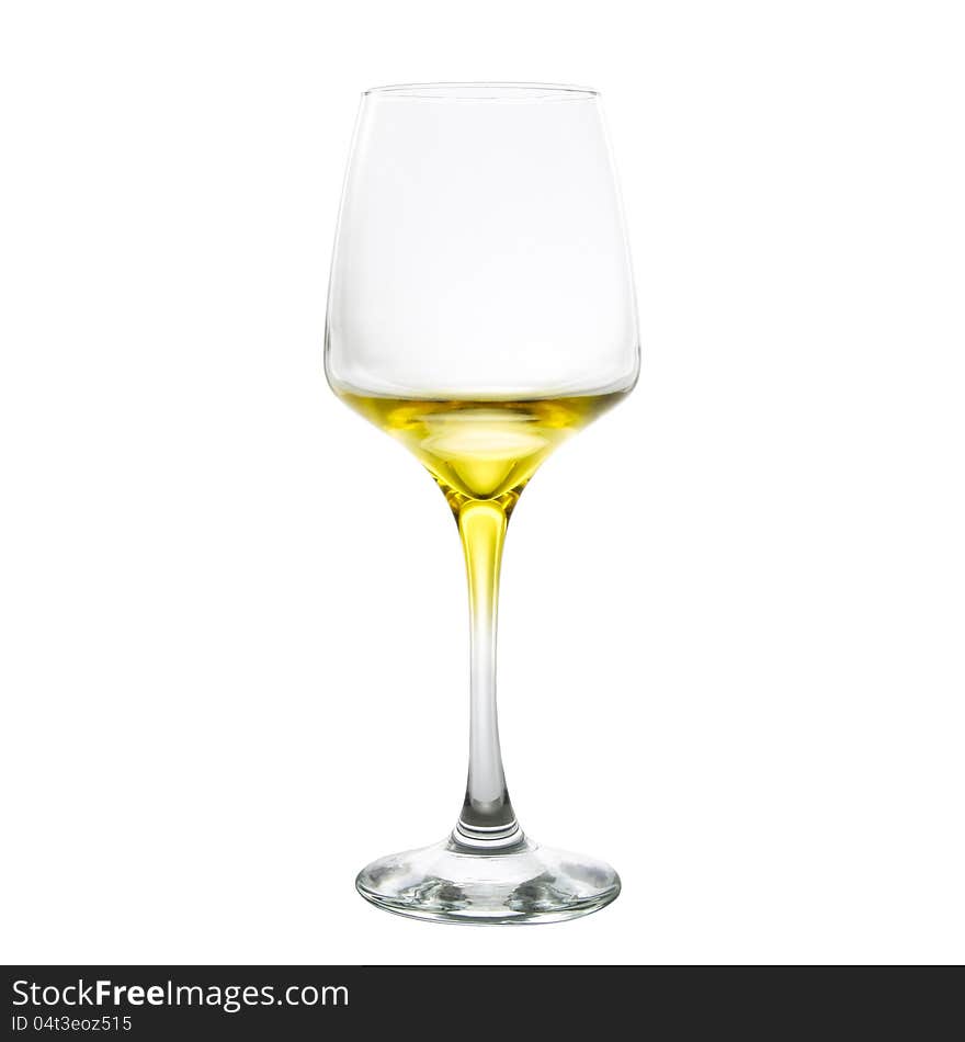 A blank yellow wine glass. A blank yellow wine glass