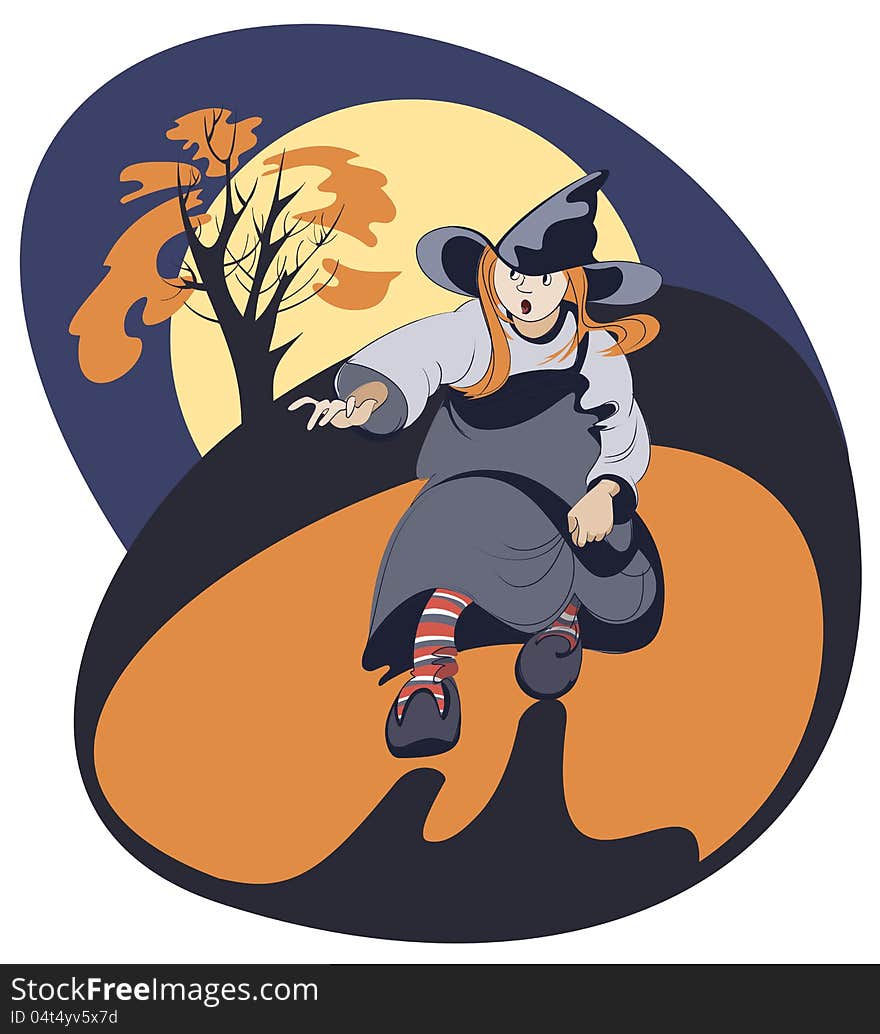 Running Girl In Witch Costume