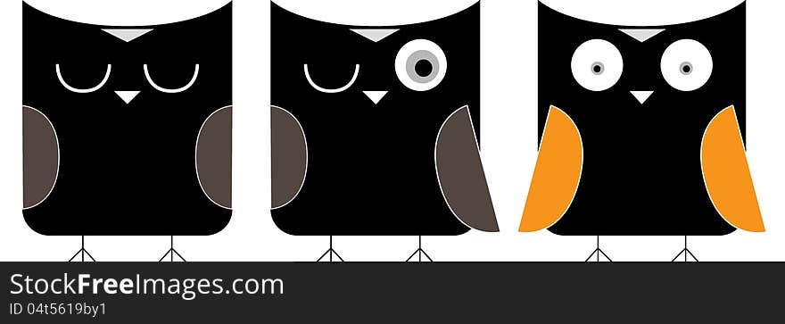 Owl Cartoon In Black