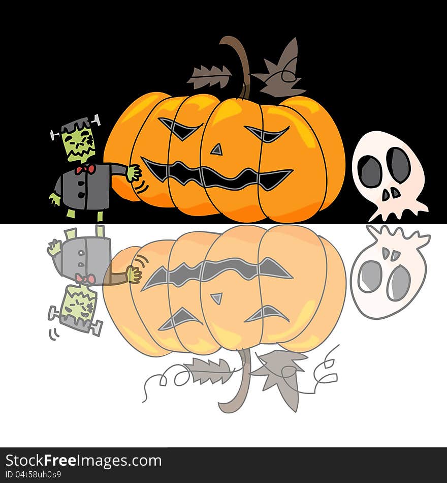 Cartoon halloween hand draw illustration