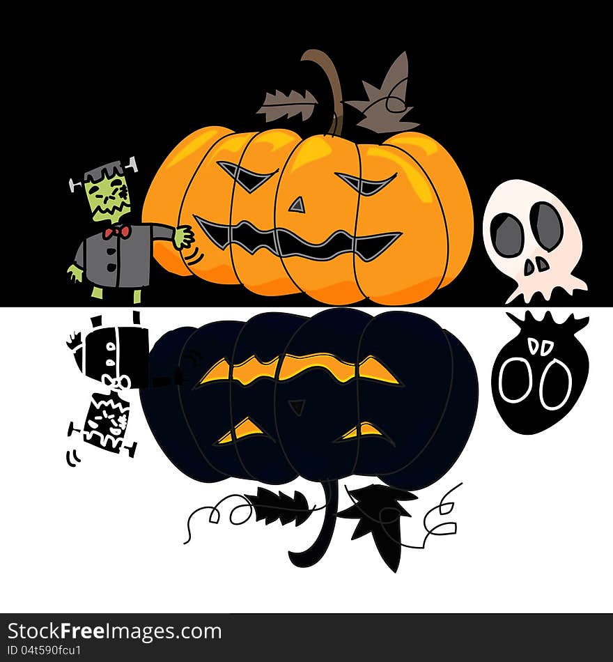 Cartoon halloween hand draw illustration