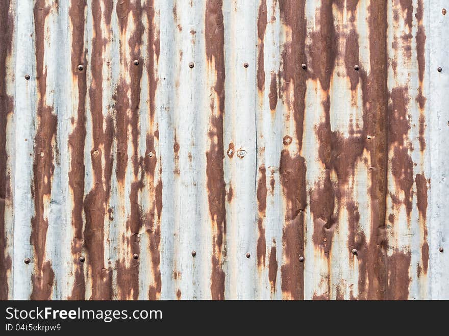 Partially rustic galvanized sheet wall and nail. Partially rustic galvanized sheet wall and nail