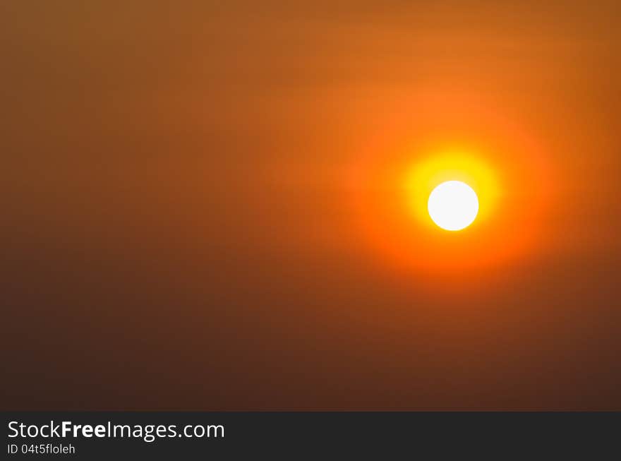 Beautiful sunset at twilight create the orange sky