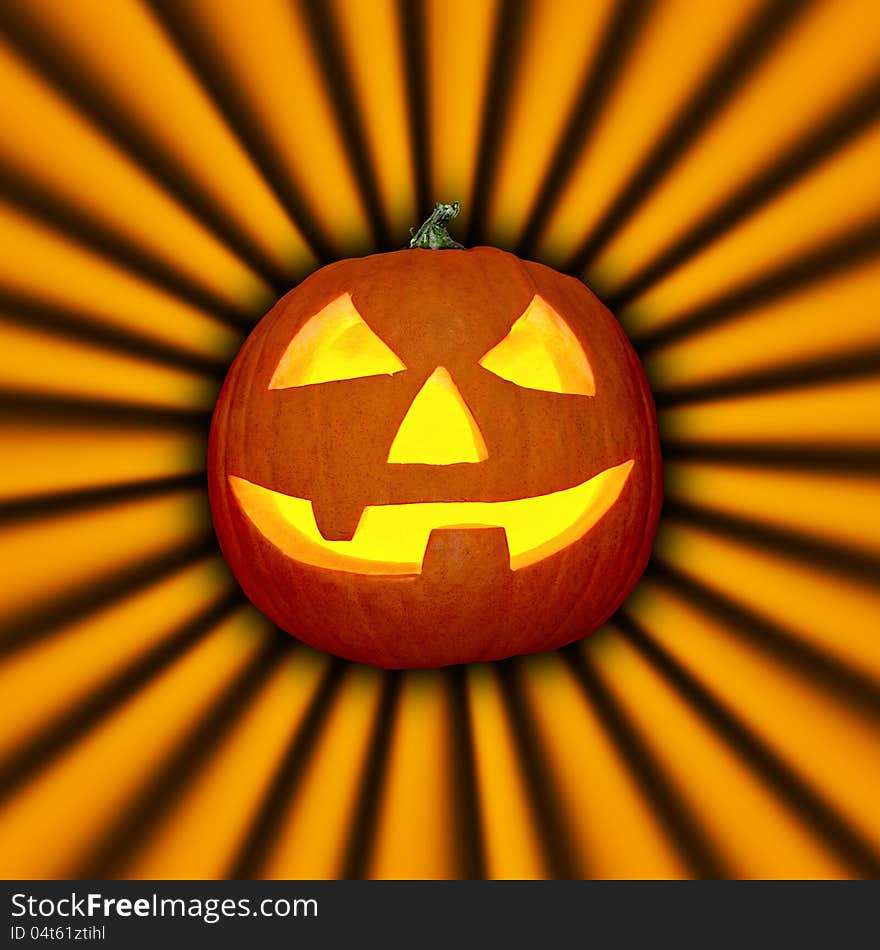 Scary Pumpkin on sunbeams background