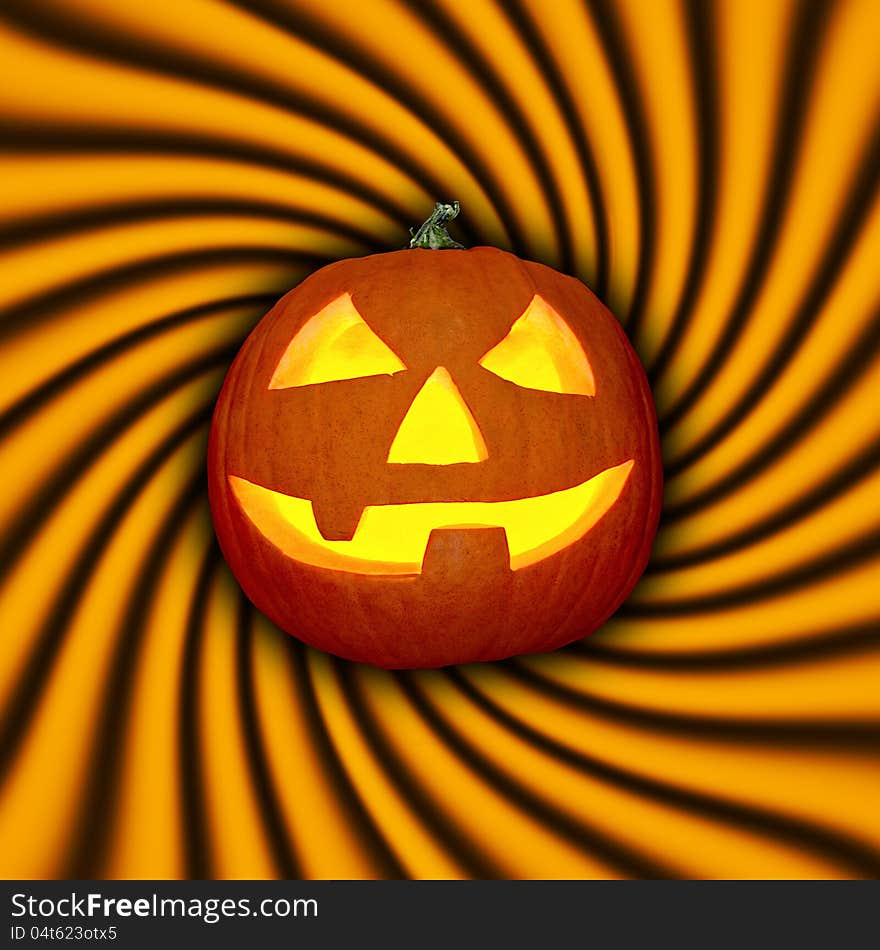 Scary Pumpkin on sunbeams background