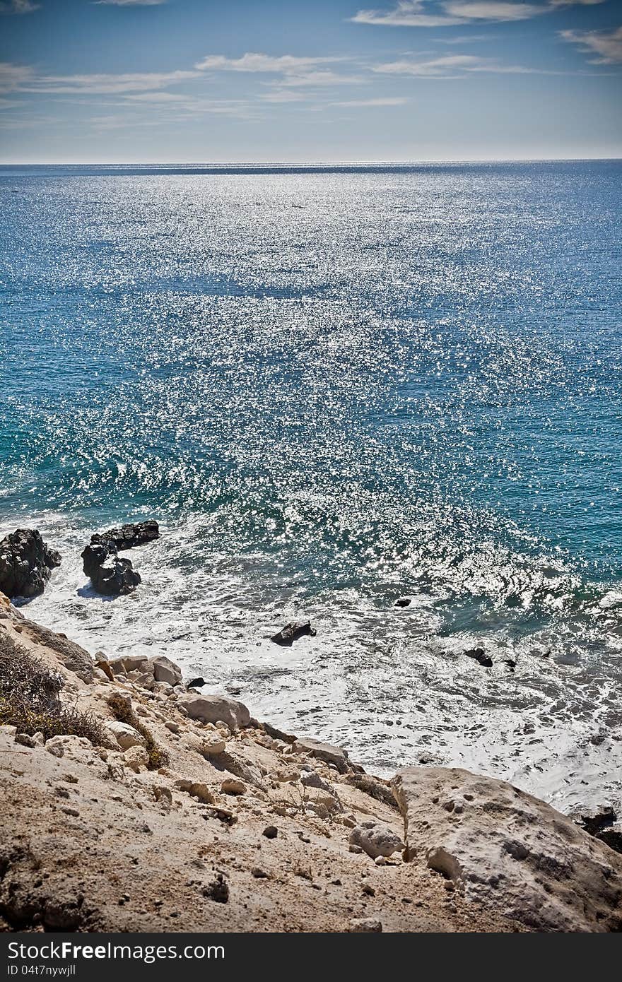 Cliffs and sea of cortez in Cabo San Lucas, Mexico