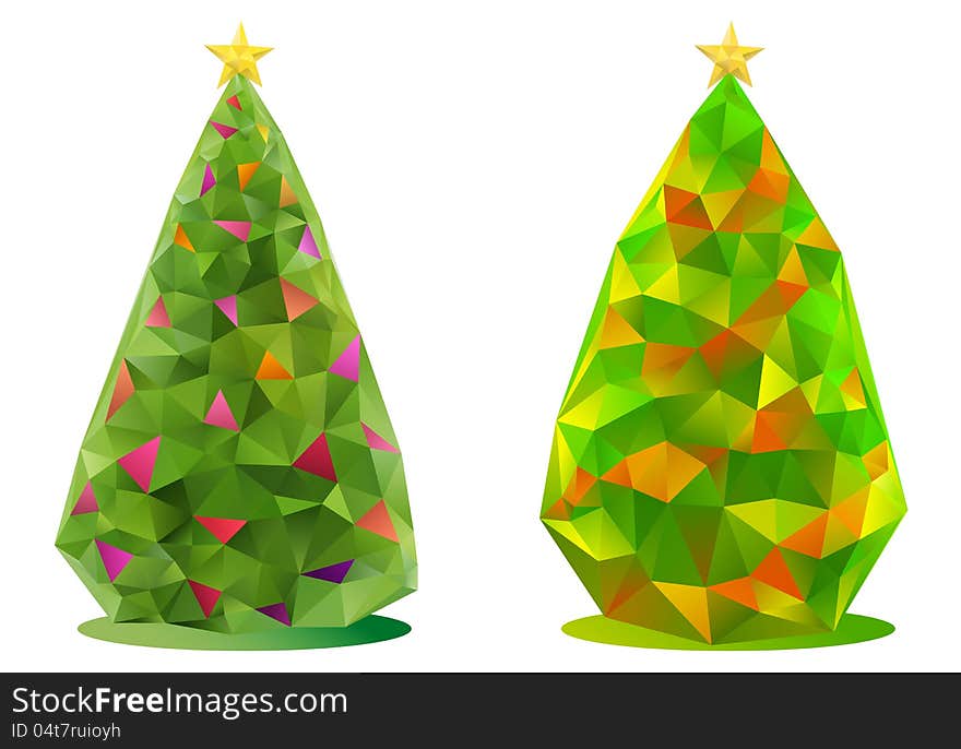 Abstract christmas trees with triangle pattern, vector. Abstract christmas trees with triangle pattern, vector