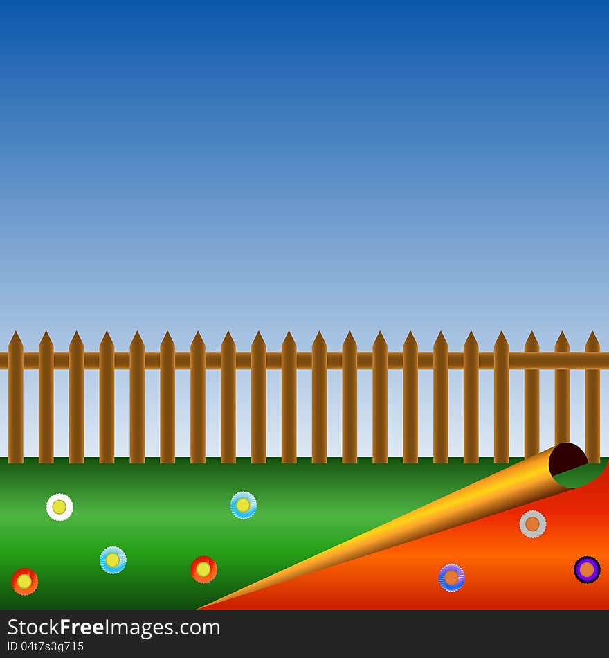 Drawing of transition of summer in autumn. Drawing of transition of summer in autumn