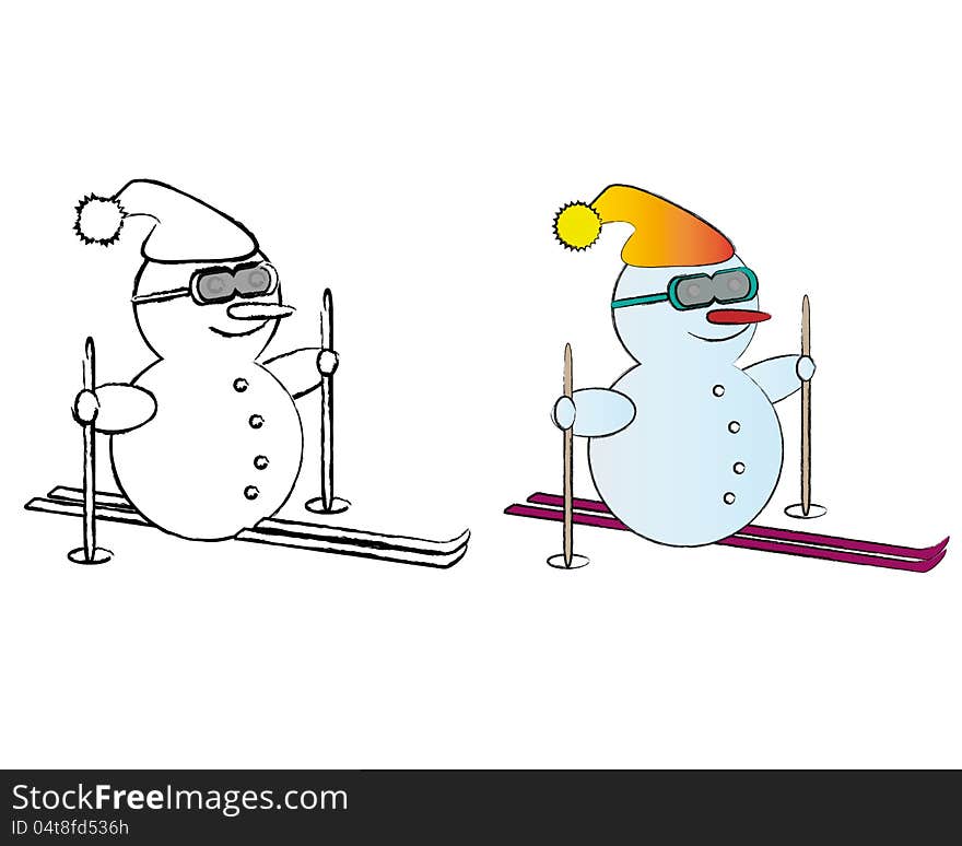 B&W and Colored Snowmen