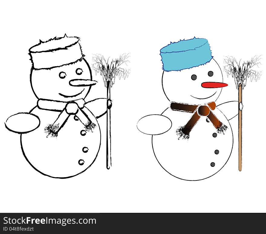 B&W and Colored Snowmen