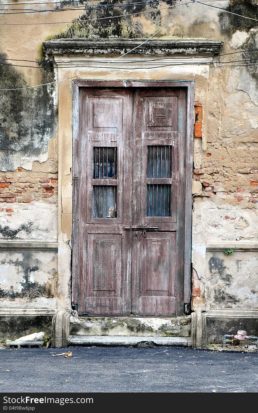 Old door of brick building