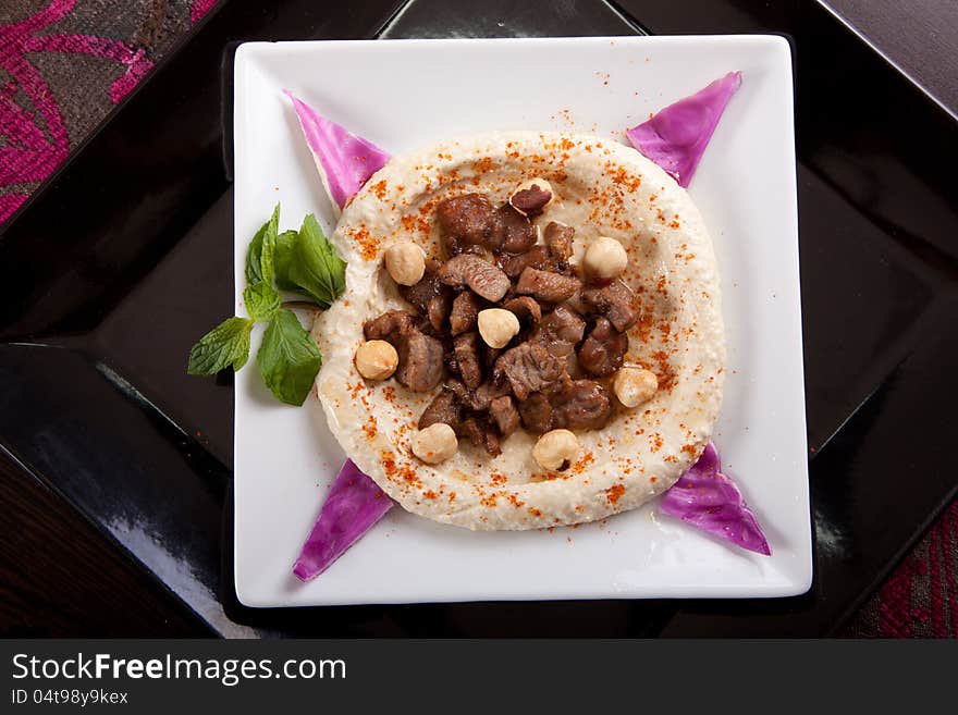 Arabian appetizers including Meat, and curries