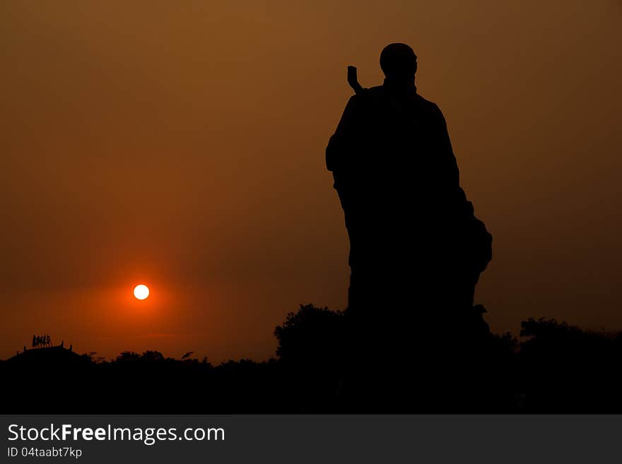 Statue in the sunset