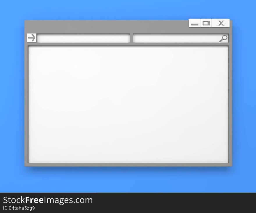 Grey Computer or Browser Window. On Blue Background. Grey Computer or Browser Window. On Blue Background.