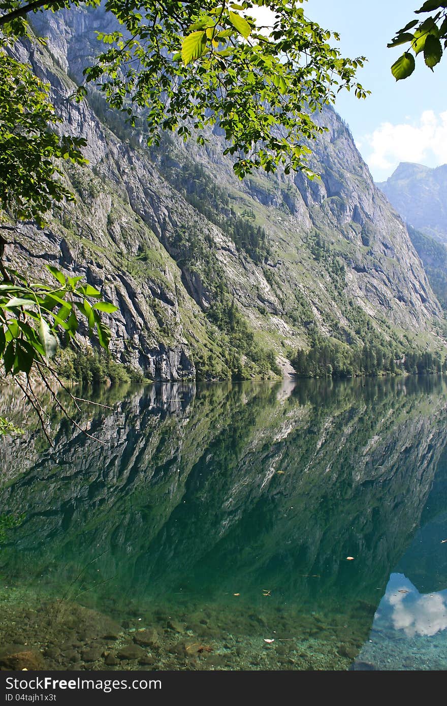 Mountain reflection at lake Obersee in Berchtesgadener Alps Germany. Mountain reflection at lake Obersee in Berchtesgadener Alps Germany