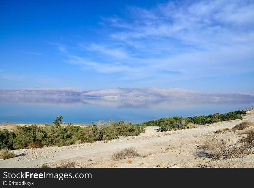 Landscape. Beautiful reflection in the Dead Sea in Israel. Landscape. Beautiful reflection in the Dead Sea in Israel.