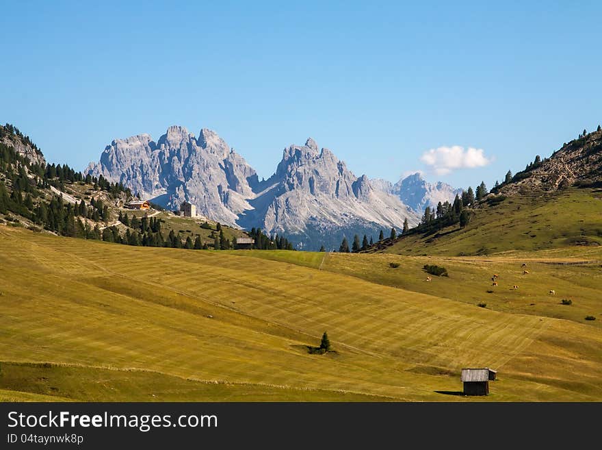 The view of  Dolomiti mountain -Monguelfo Italy Europe, UNESCO World Heritage Site. The view of  Dolomiti mountain -Monguelfo Italy Europe, UNESCO World Heritage Site