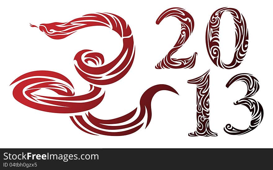 Snake - a symbol of 2013. Greeting card template.