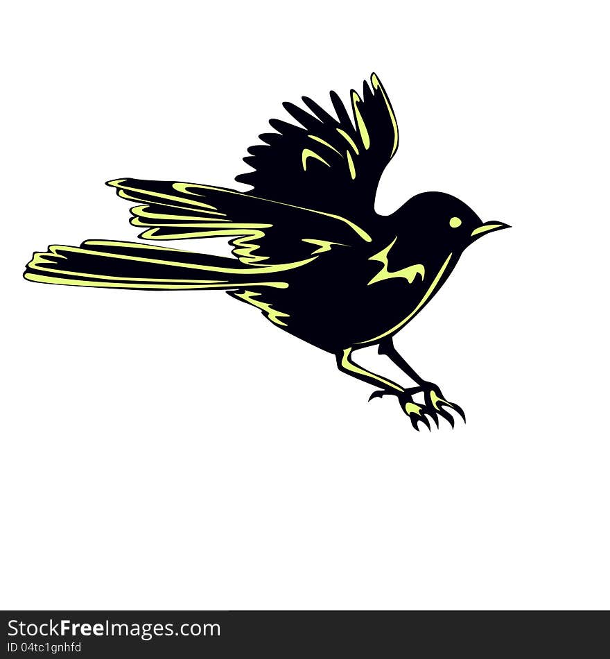 Black Bird Sparrow In Flight