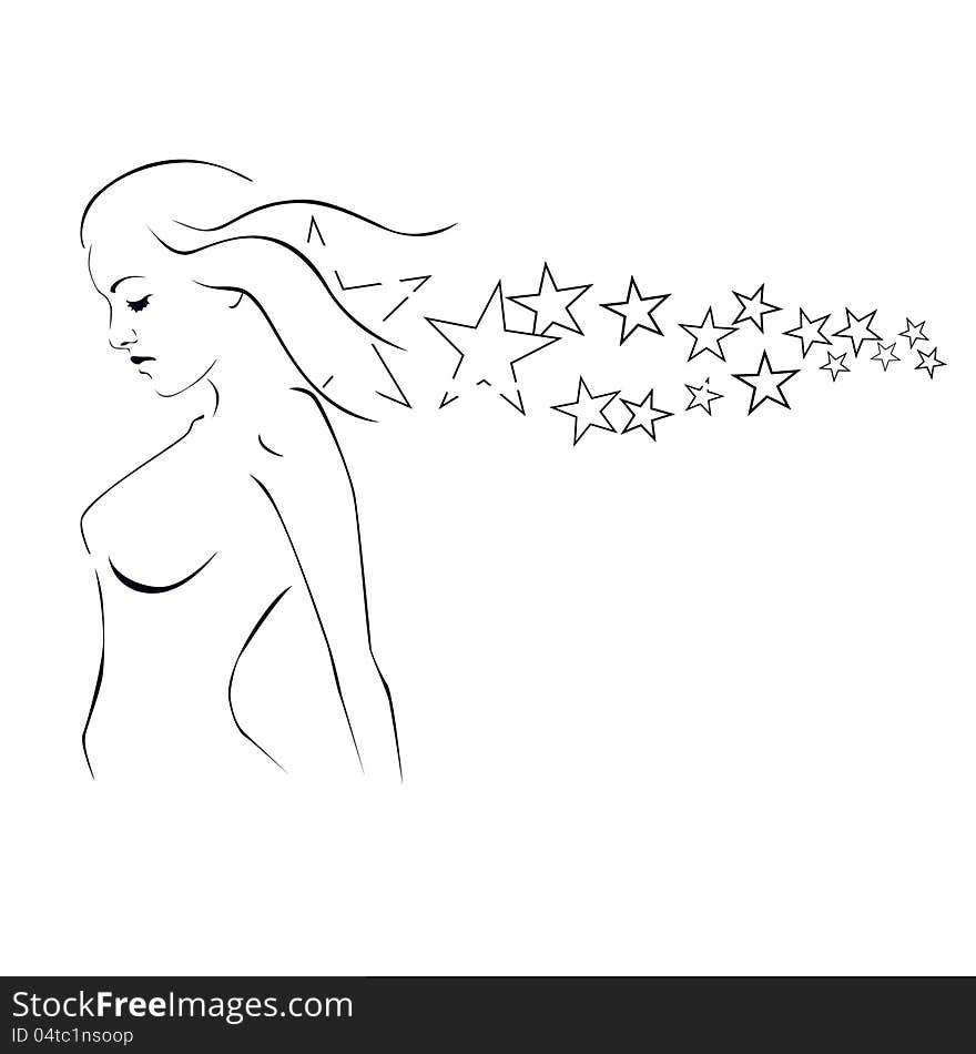 Silhouette Of A Girl With Stardust