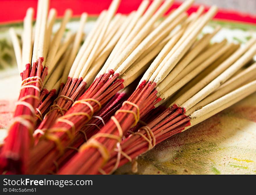 Incense sticks on the tray