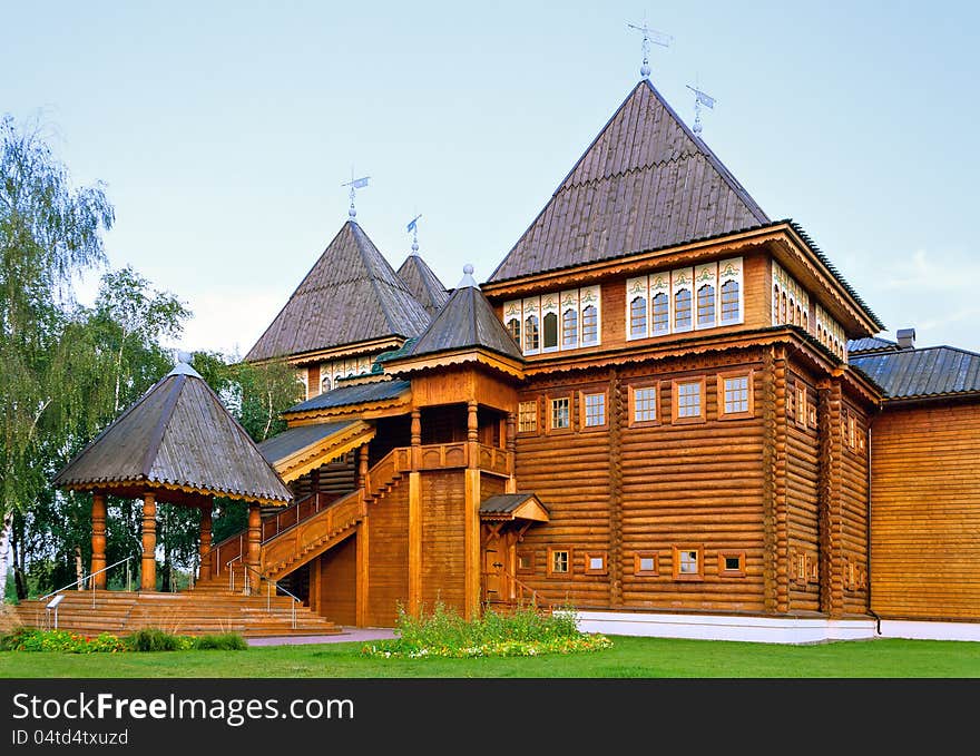 Russian wooden mansion in Moscow