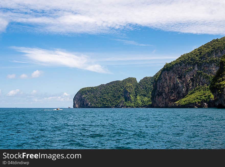 Tropical island with blue sky