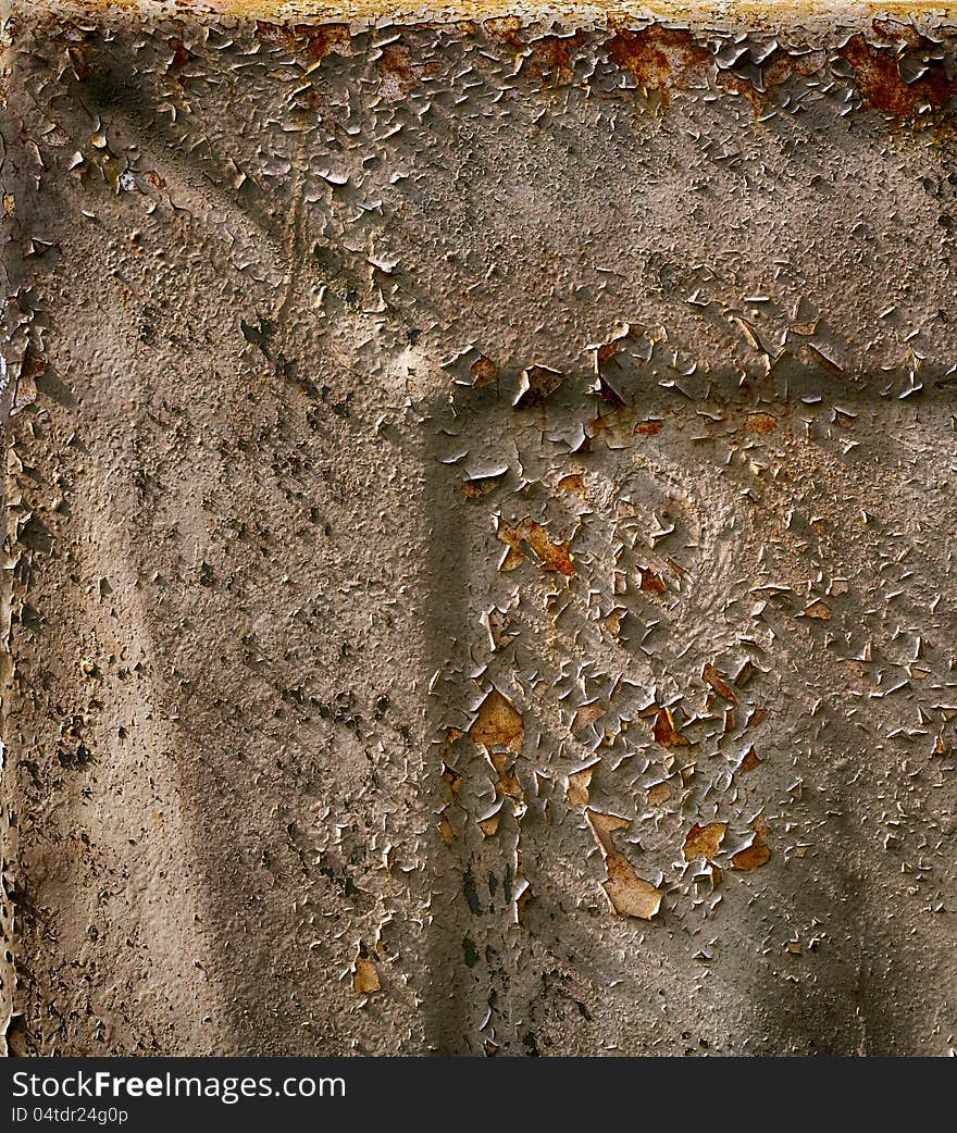 Old metal surface covered with peeling layers of paint. Old metal surface covered with peeling layers of paint