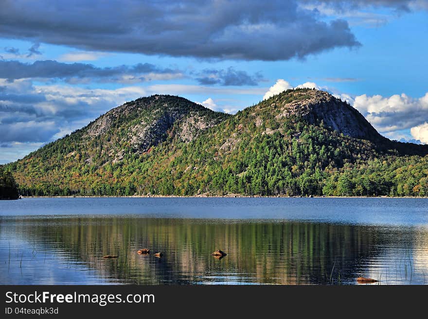 Jordan Pond in Acadia Maine looking over to The Bubbles. Jordan Pond in Acadia Maine looking over to The Bubbles.