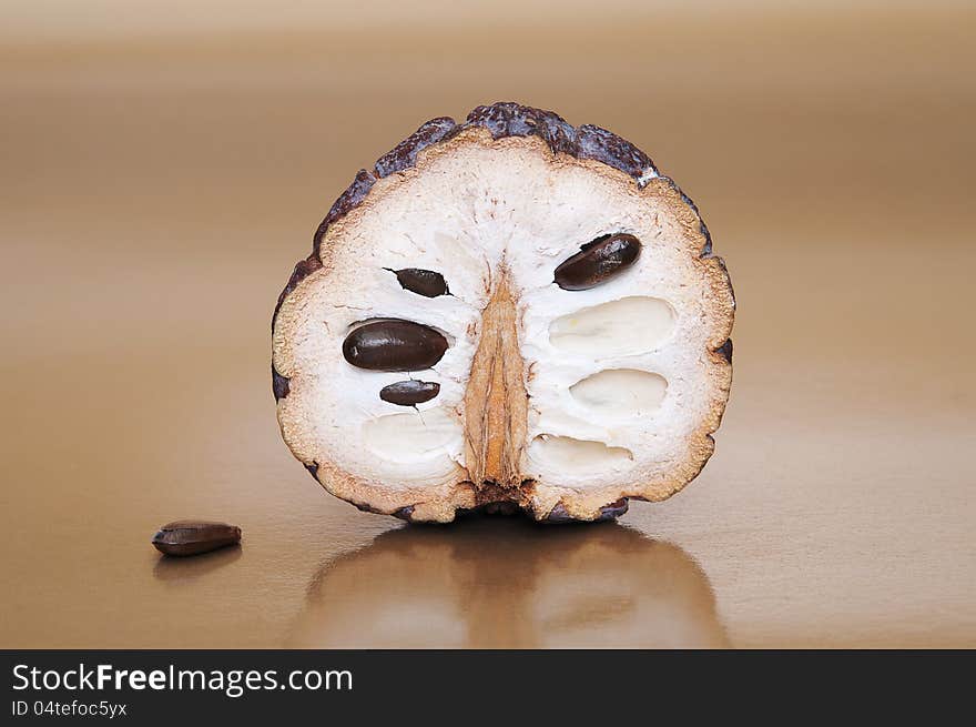 Dried custard apples on beige background. Dried custard apples on beige background.