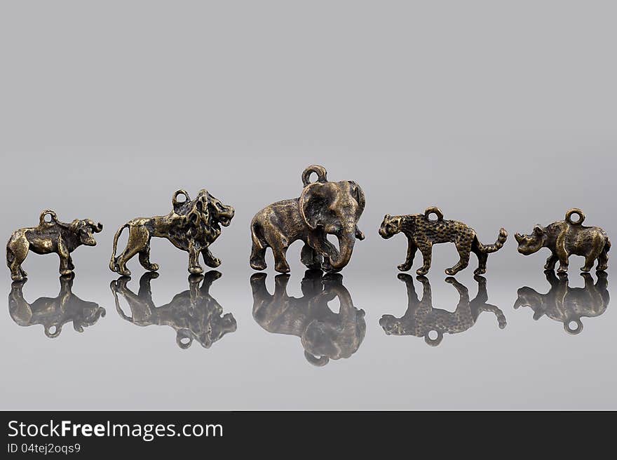 Group of African animals beads.