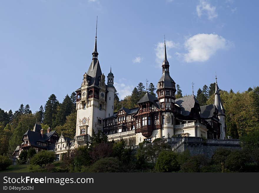 Peles Castle Against Blue Sky