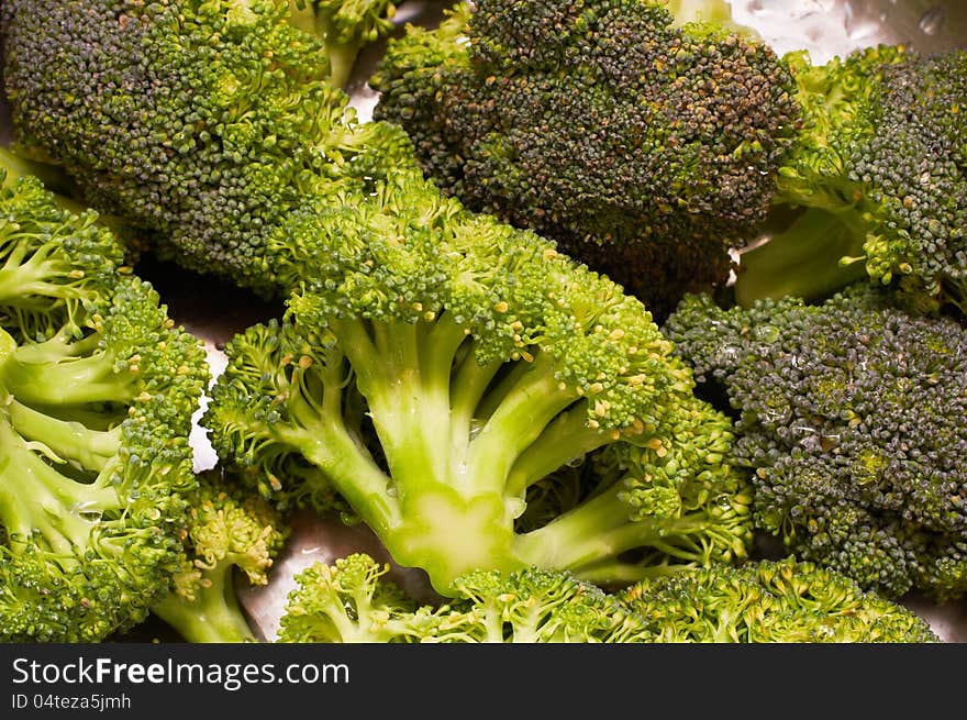 Green fresh broccoli close up