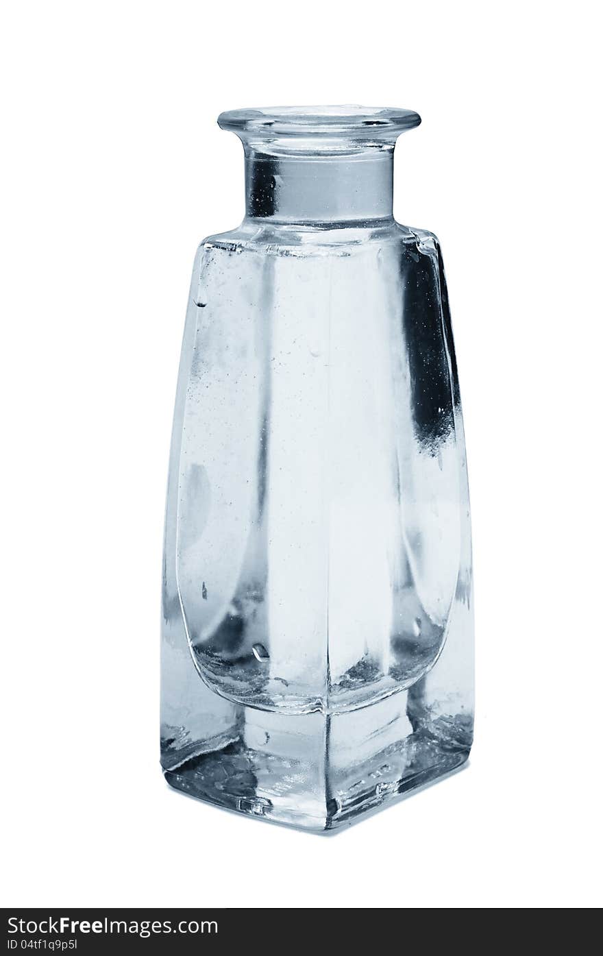 Old glass wine bottle on a white background