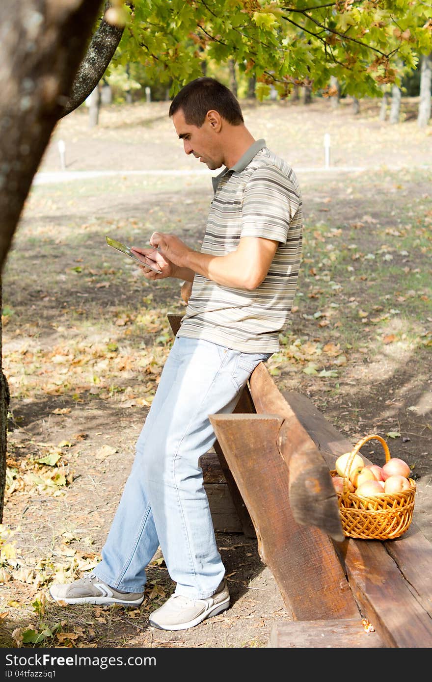 Man holding a tablet