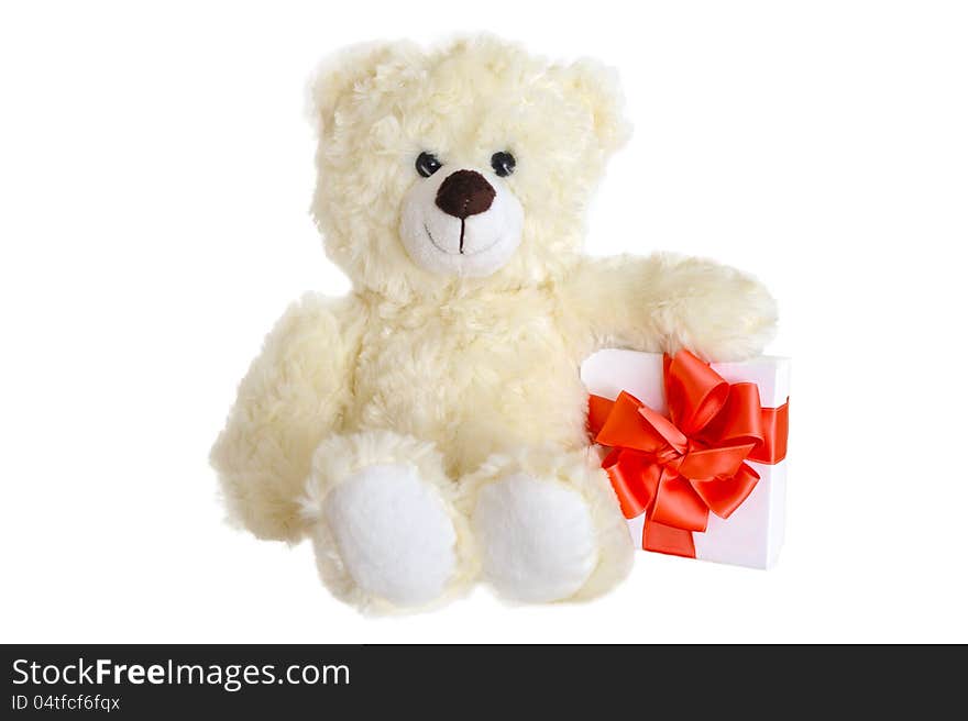 Teddy bear with present box