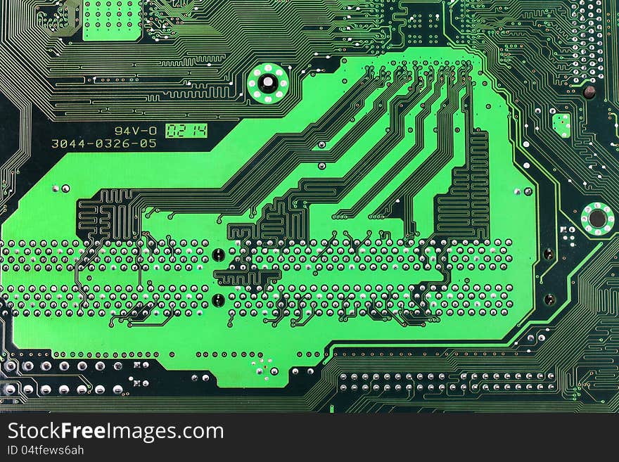 High tech closeup. Printed circuit board with paths for micro assembly. High tech closeup. Printed circuit board with paths for micro assembly