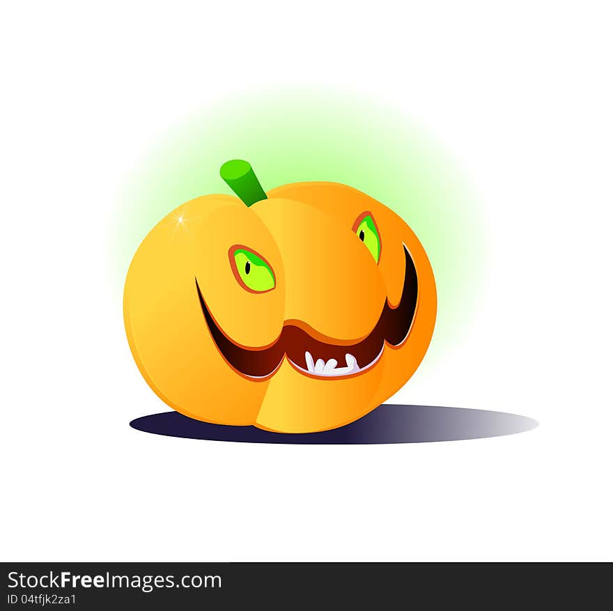 Pumpkin with a smile and evil eyes