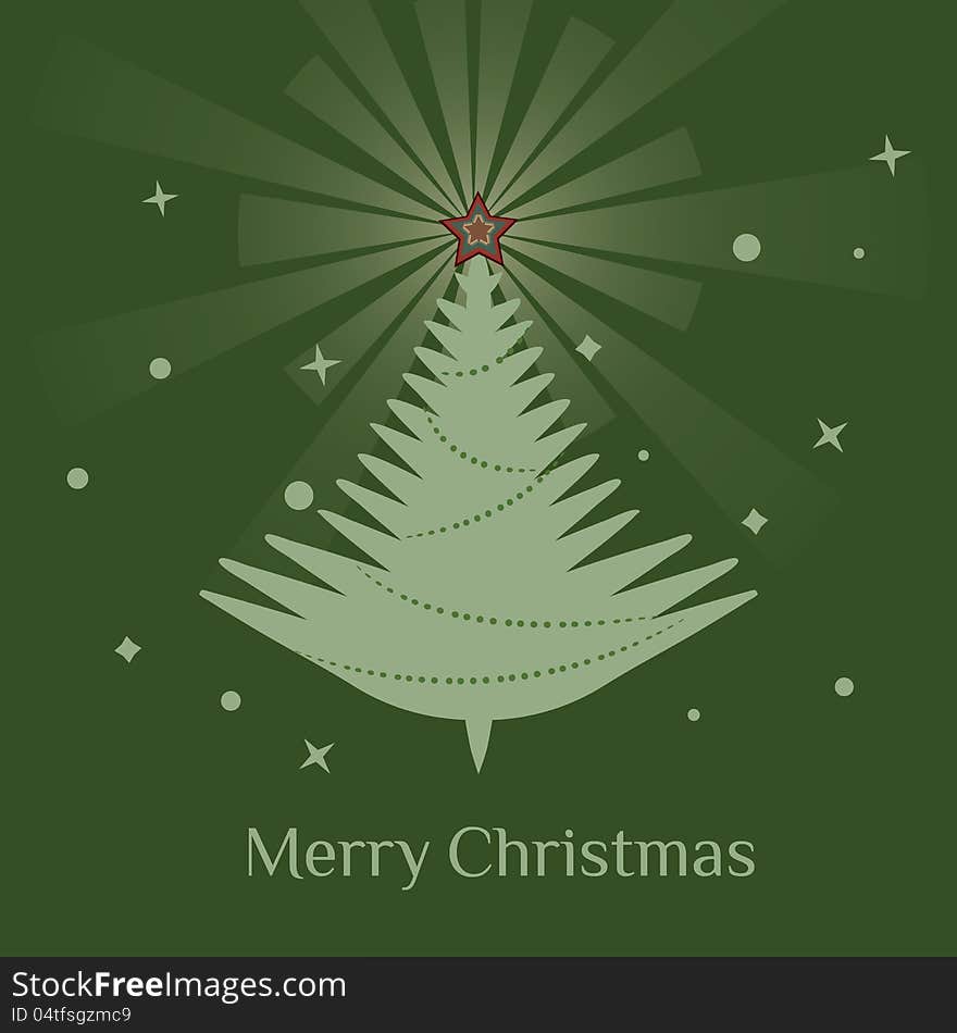 Christmas tree/Stylish retro Christmas tree with Merry Christmas greeting text