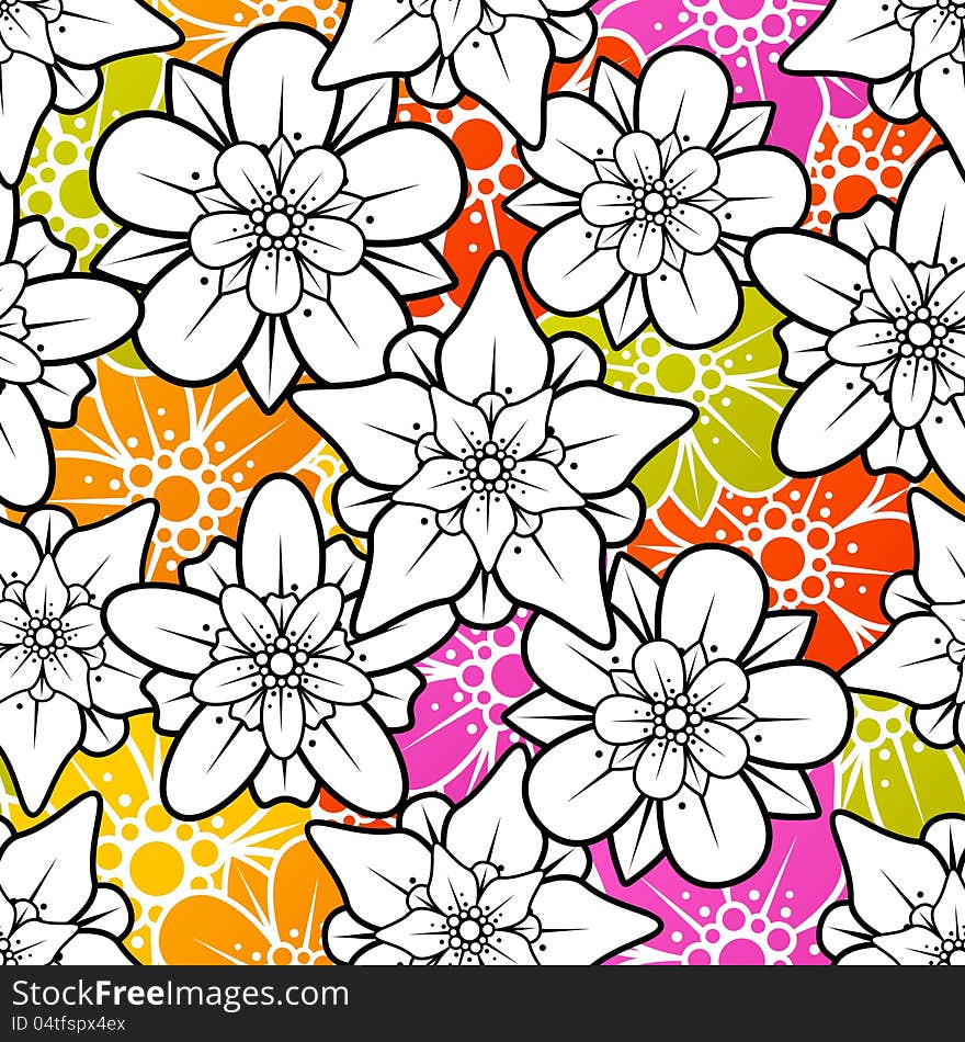 Vector flowers seamless background