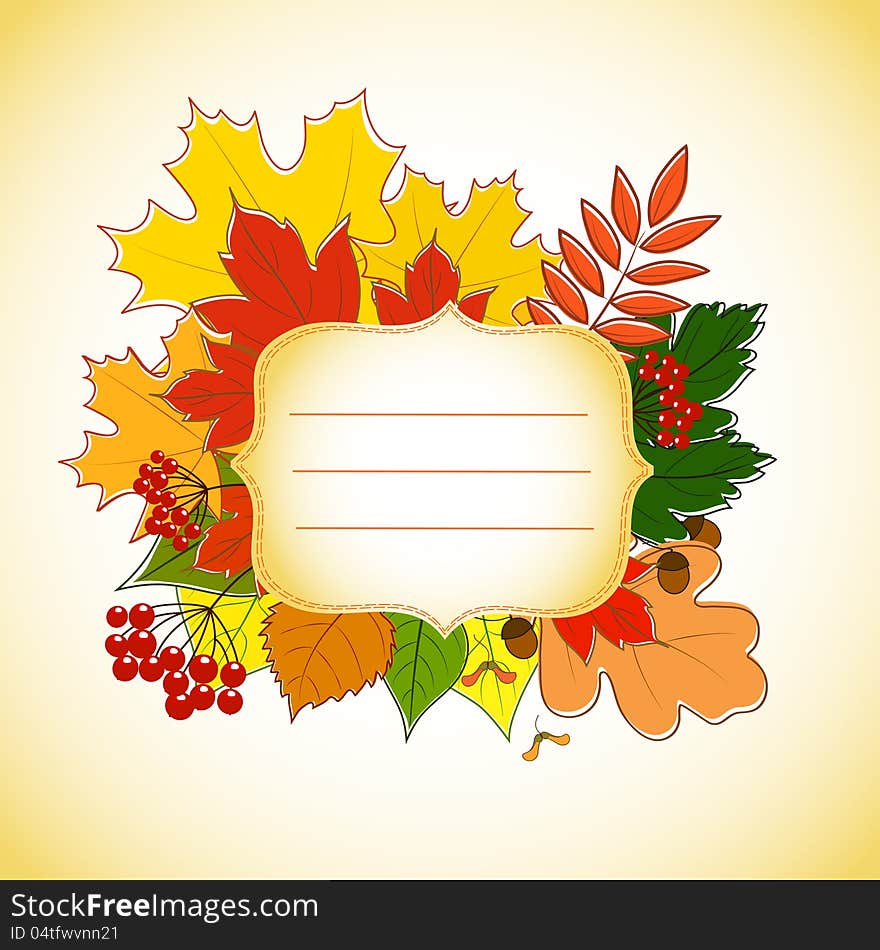 Figured invitation card with autumn leaves