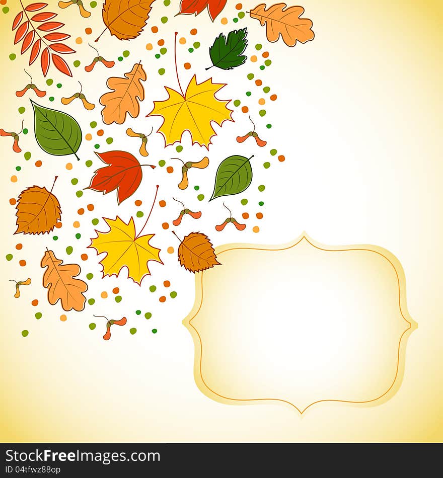 Figured Invitation Card With Autumn Leaves