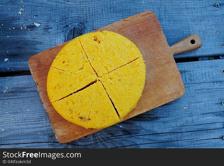 Close up with traditional polenta. Close up with traditional polenta