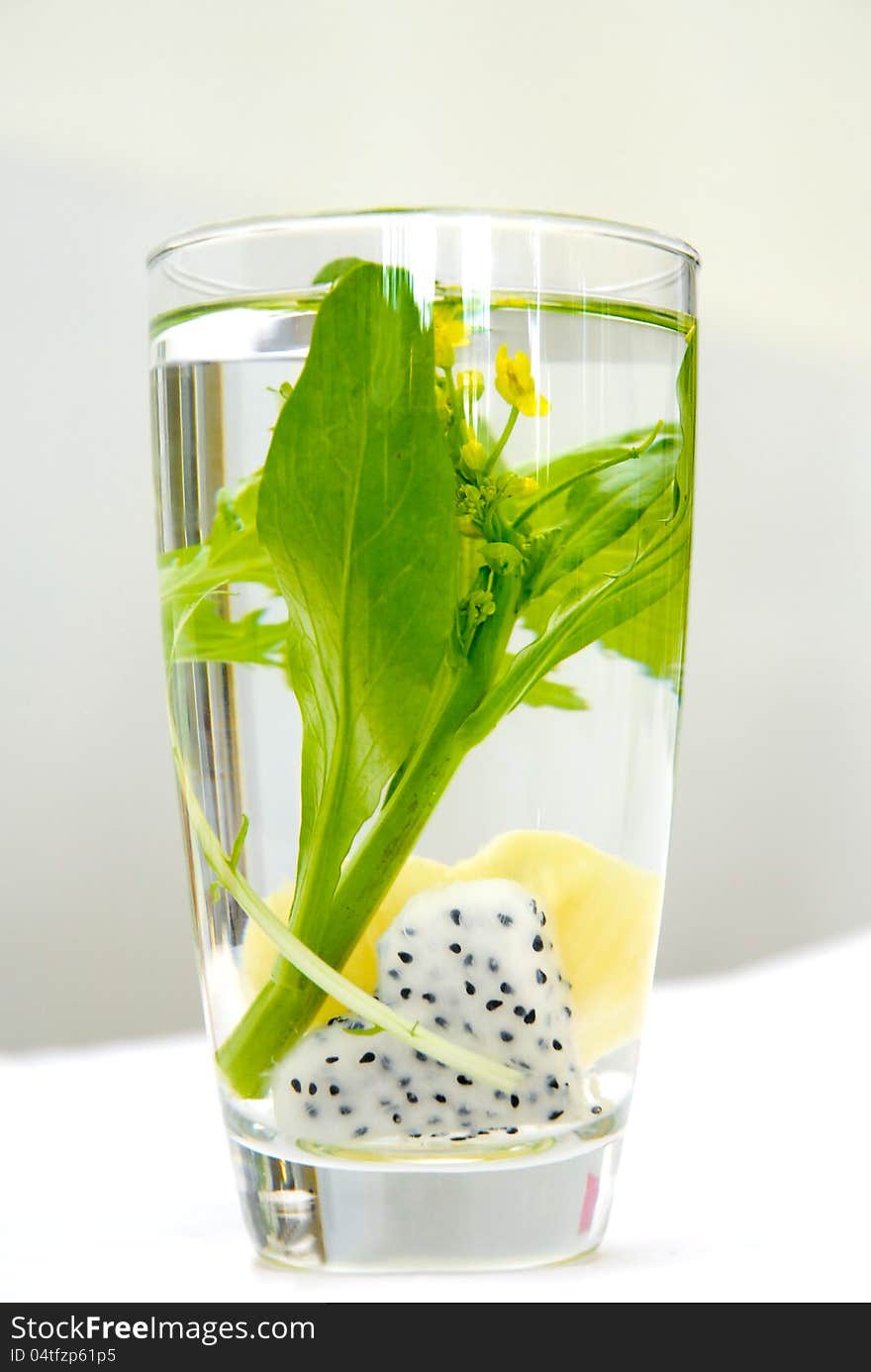 Fruits in the water glass