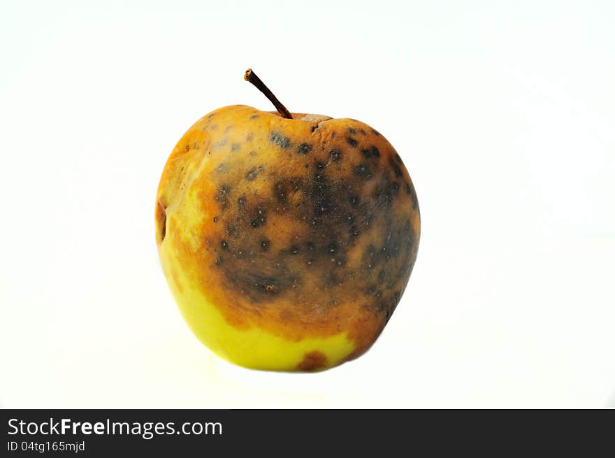 Close up with studio isolated damaged fruit. Close up with studio isolated damaged fruit