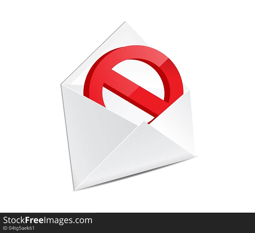 3D illustration of mail envelope with spam sign. 3D illustration of mail envelope with spam sign