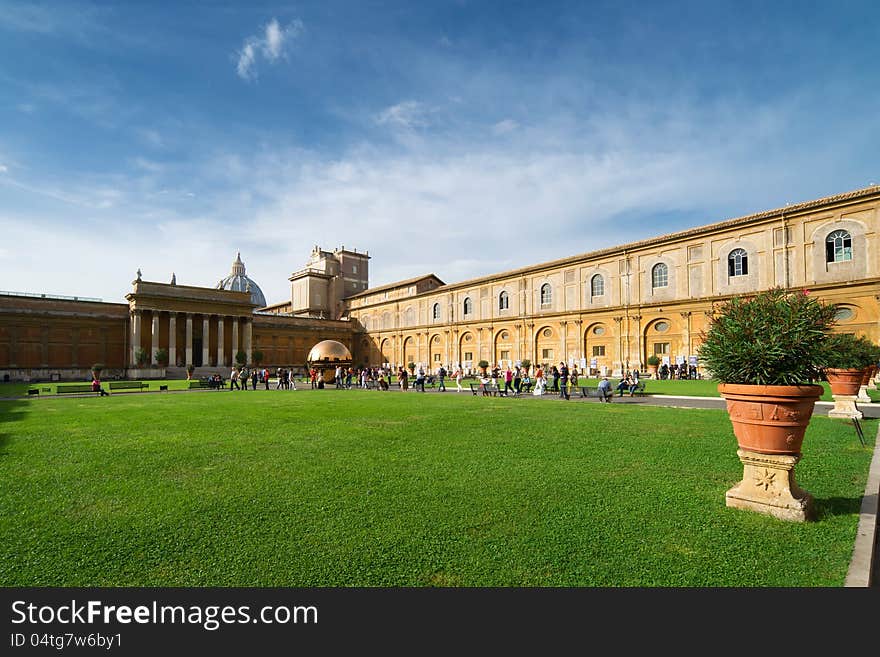 Belvedere Courtyard (Cortile della Pigna ), Vatican Museum in Rome. Belvedere Courtyard (Cortile della Pigna ), Vatican Museum in Rome