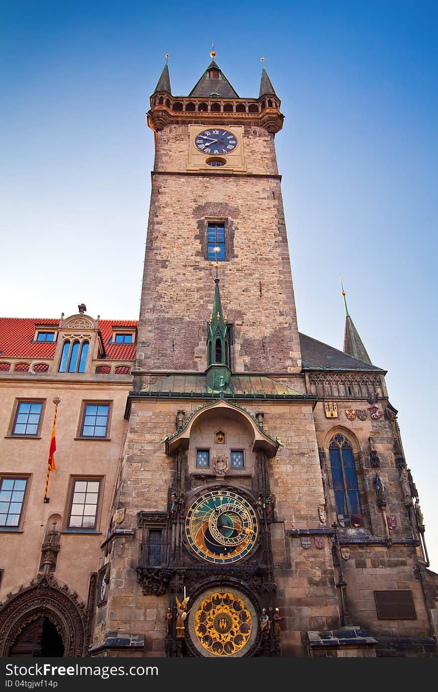 Famous astronomical clock in Prague, Czech Republic. Famous astronomical clock in Prague, Czech Republic