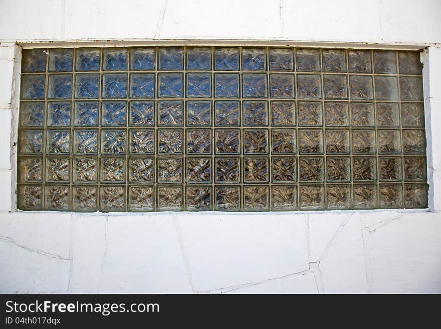 Glass block window in old desert town