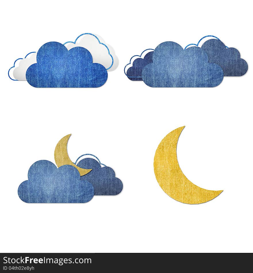 Weather set blue jean craft stick on white background